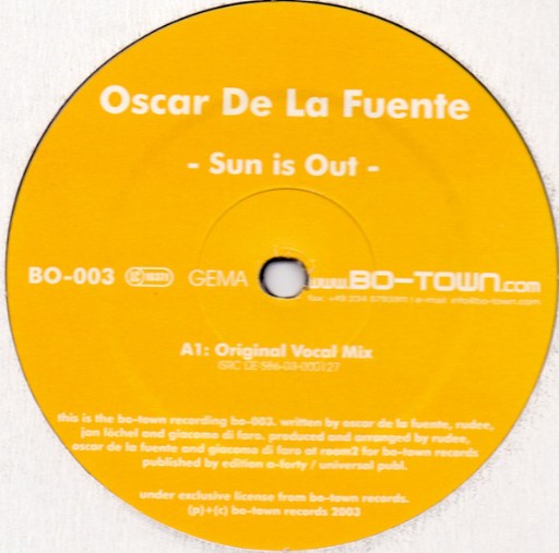 Oscar De La Fuente-Sun Is Out-(BO003)-VINYL-FLAC-2003-STAX Oscar De La Fuente-Sun Is Out-(BO003)-VINYL-FLAC-2003-STAX