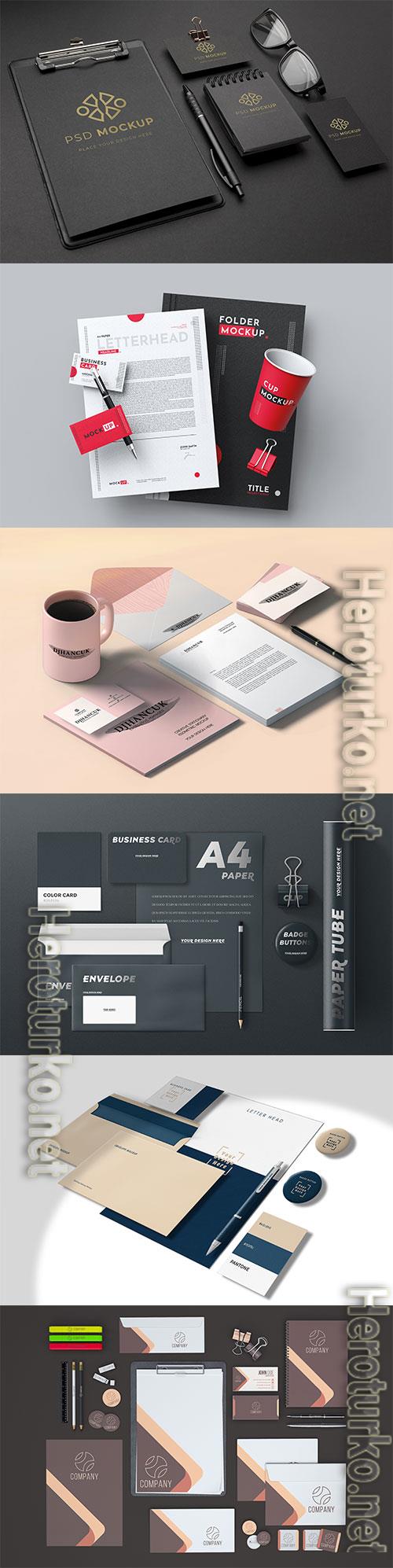 3d render stationary set mockup psd