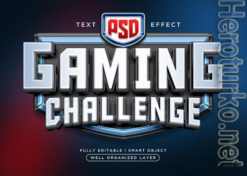 3d style gaming challenge text effect psd