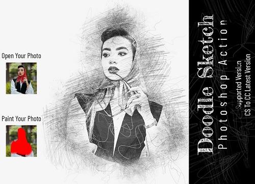 Doodle Sketch Photoshop Action - 6788022