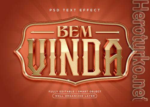 3d style bem vinda text effect psd