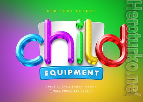 3d style child text effect psd