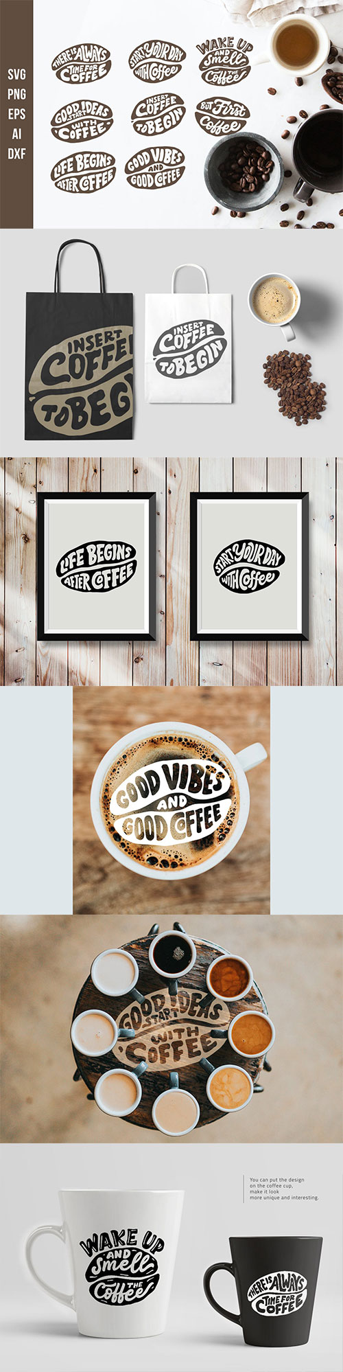 Lettering Quotes in the Coffee Beans Shape SVG Cut