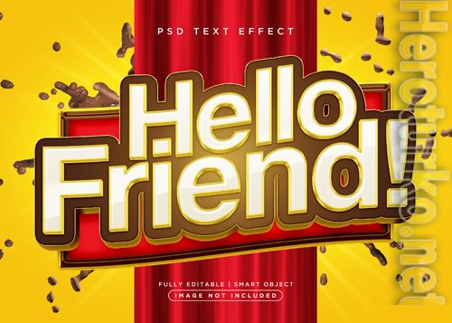 3d style hello friend text effect psd
