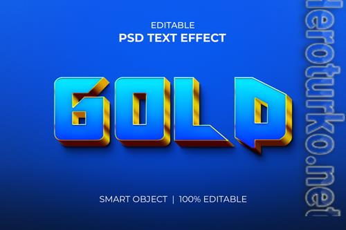 Golden blue editable 3d text effect mockup premium psd