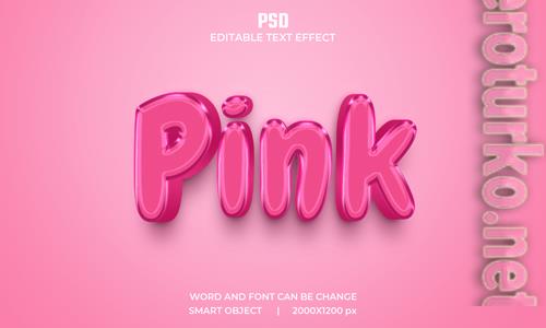 Pink 3d editable text effect premium psd with background