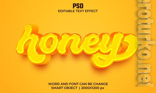 Honey 3d editable text effect premium psd with background