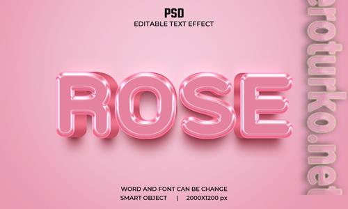 3d Rose editable pink color text effect premium psd with background