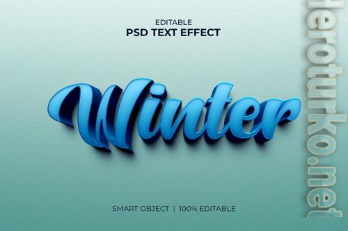 Winter editable 3d text effect mockup premium psd