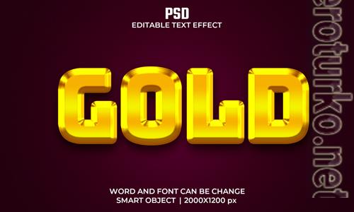Gold 3d editable text effect premium psd with background