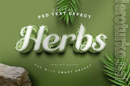 Green herbs 3d glossy text effect psd Green herbs 3d glossy text effect psd