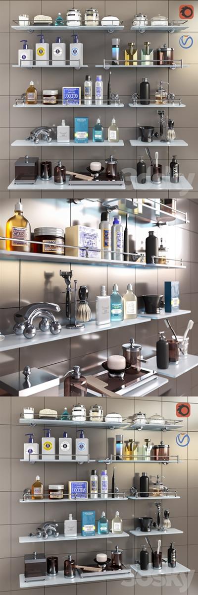 Set of cosmetics, accessories and shelves for bathroom set 3