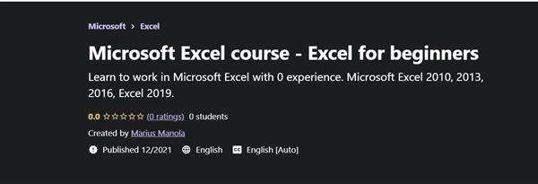 Microsoft Excel course – Excel for beginners 2021