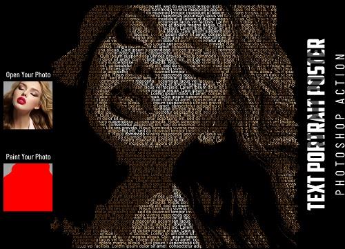 Text Portrait Poster Photoshop Action