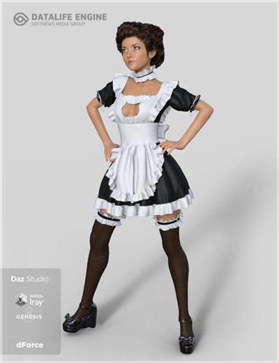 DFORCE FRENCH MAID SERVANT OUTFIT FOR GENESIS 8 FEMALE