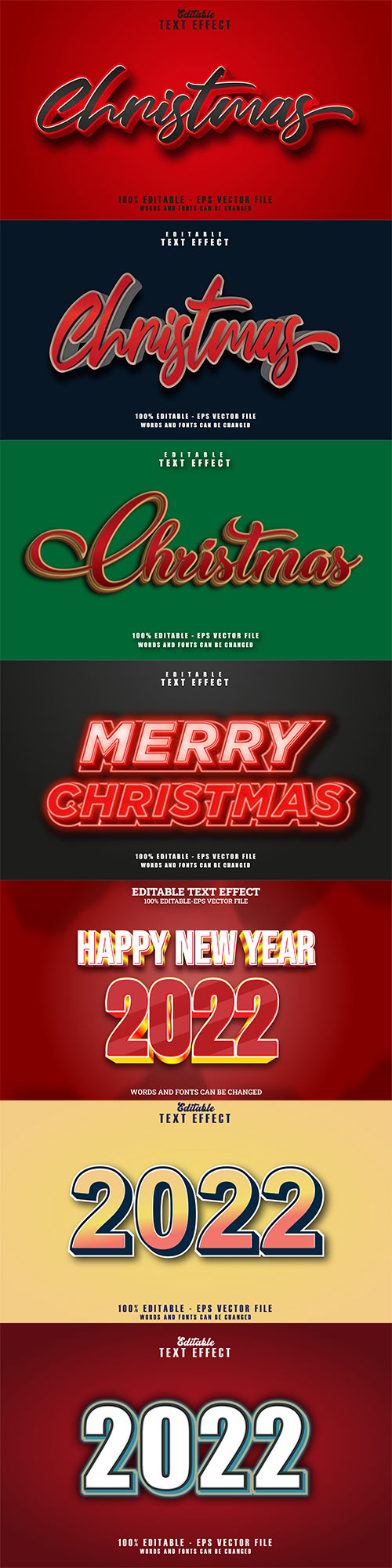 2022 text effect, Christmas text vector