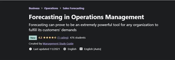 Udemy - Forecasting in Operations Management