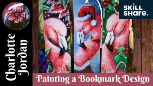 Paint a Festive Flamingo Bookmark Designs| Paint Designs for Bookmarks