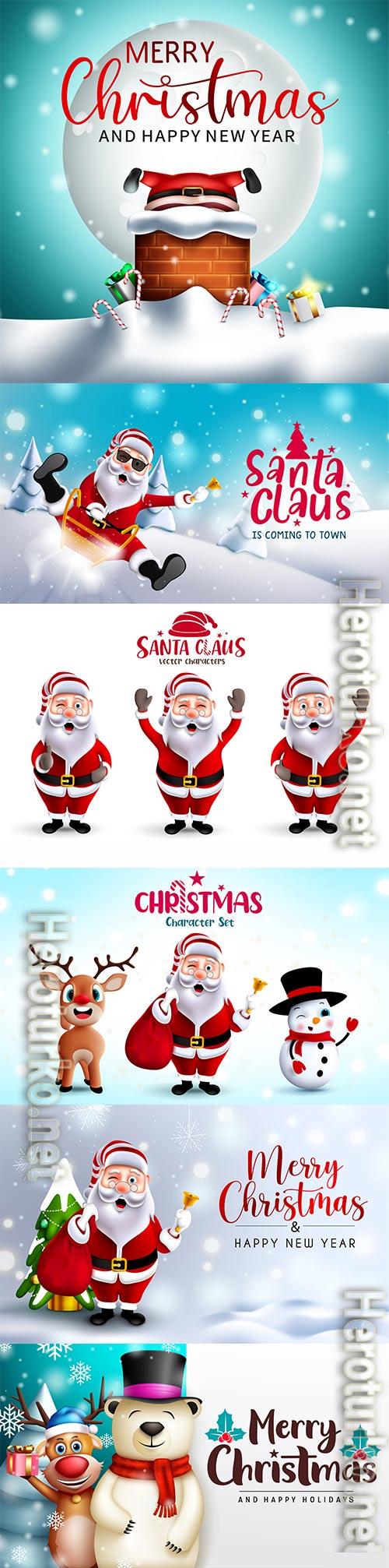 Merry christmas greeting vector background merry christmas with Santa Merry christmas greeting vector background merry christmas with Santa