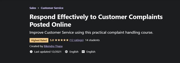 Respond Effectively to Customer Complaints Posted Online Course