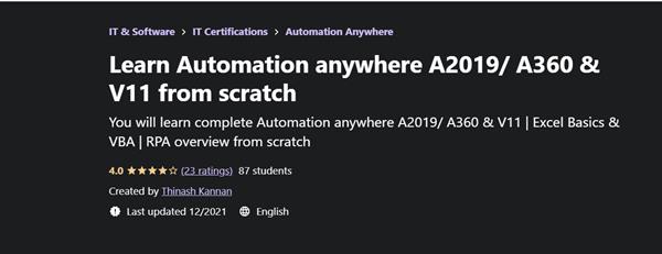 Learn Automation Anywhere A2019/ A360 & V11 from Scratch