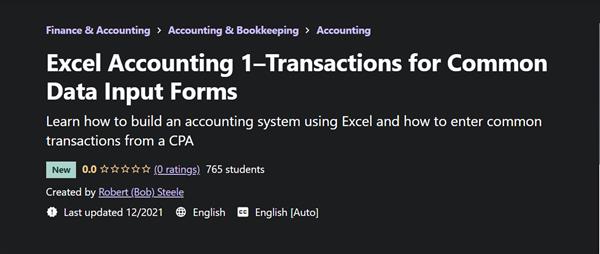 Excel Accounting 1 - Transactions for Common Data Input Forms