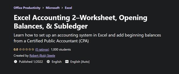 Excel Accounting 2 - Worksheet, Opening Balances & Subledger