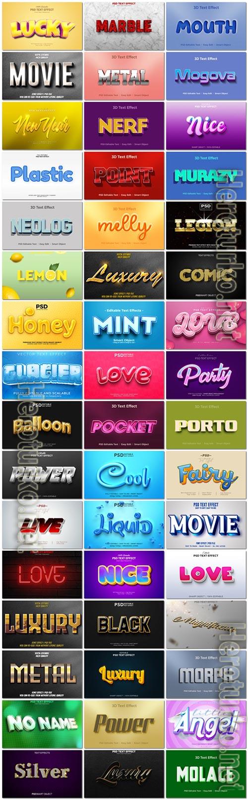 Bundle 3d text style effect in psd vol 2