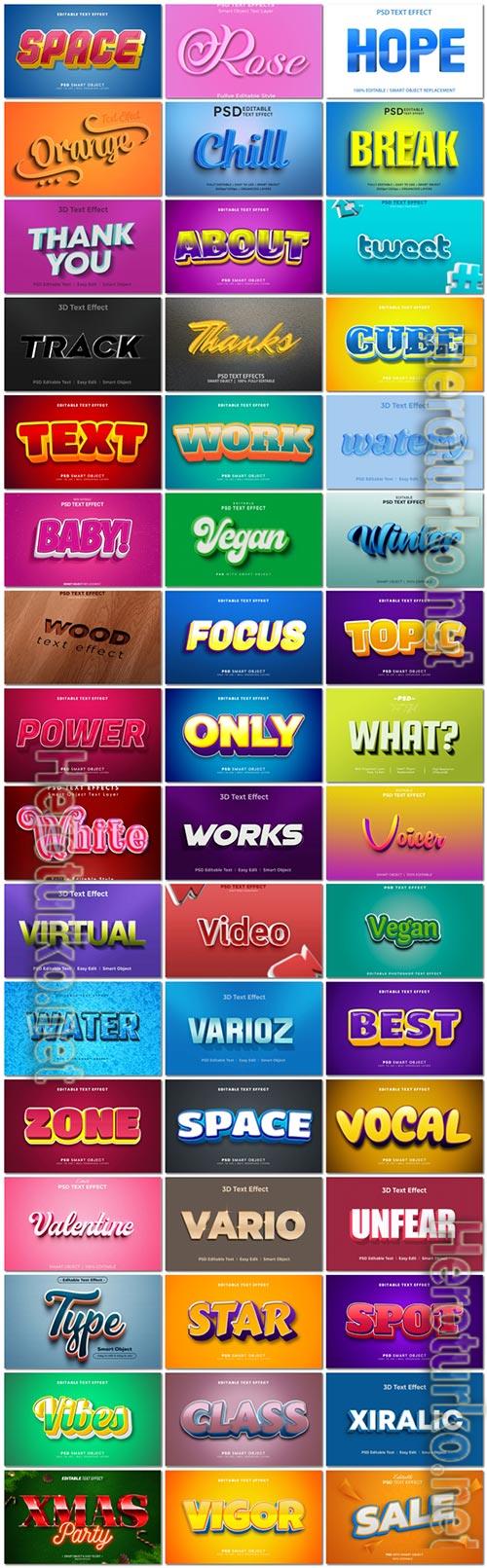 Bundle 3d text style effect in psd vol 3