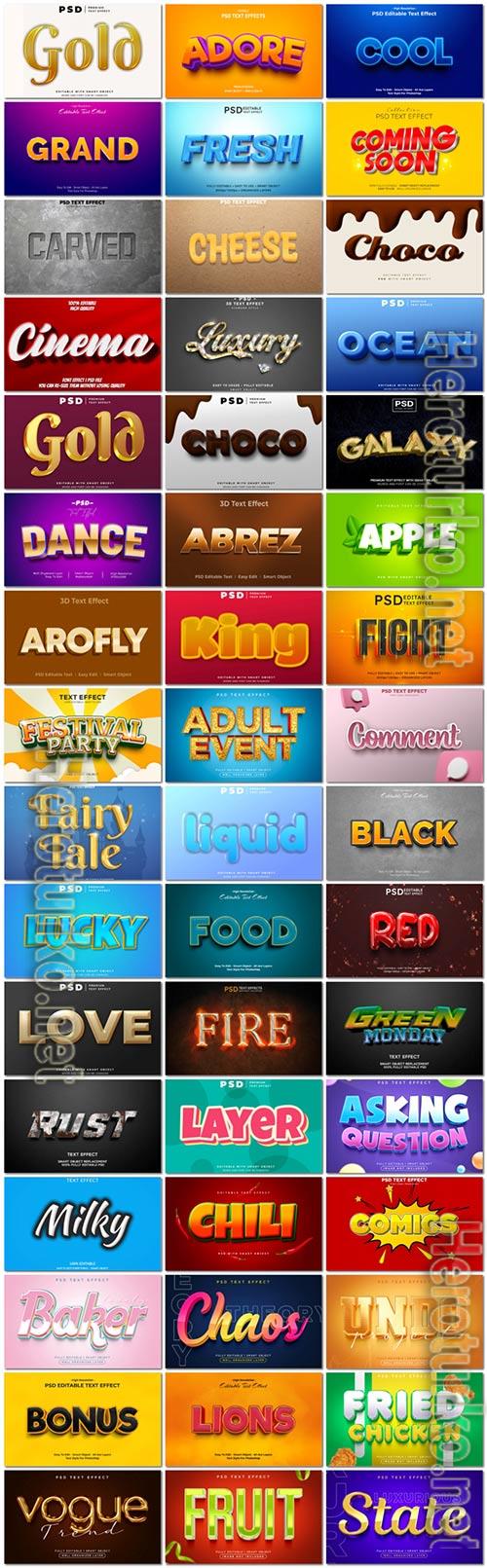 Bundle 3d text style effect in psd vol 1