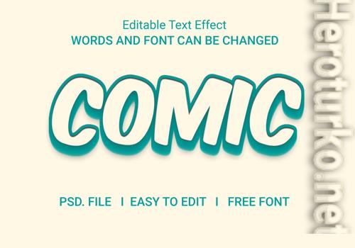 Comic text effect color flat psd
