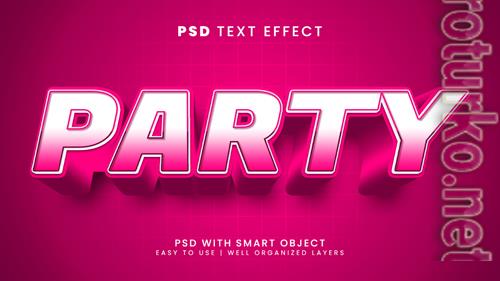 Party 3d editable text effect with pink and soft font style psd