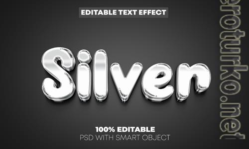 Silver text effect psd