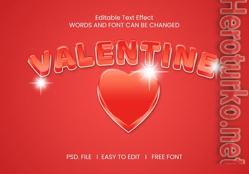 Red valentine text effect psd