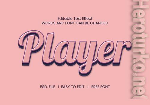 Player text effect color pink psd