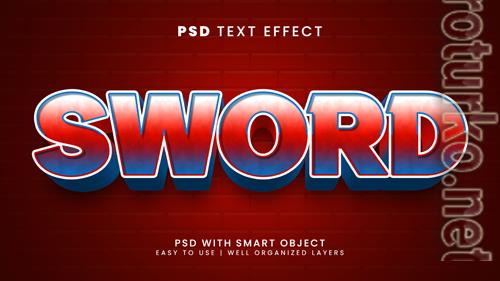 Editable text effect sword 3d knight and battle font style psd
