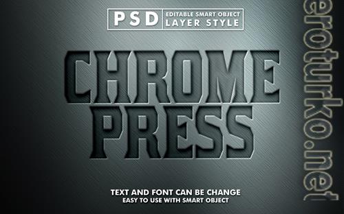 Chrome press text effect  smart object premium psd