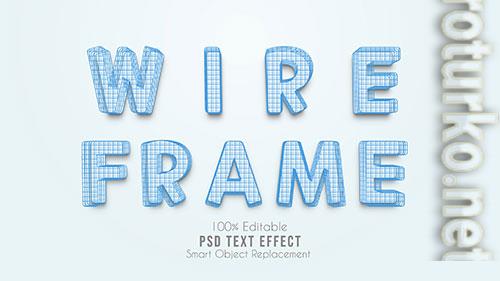3d wire frame text effect psd
