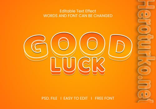 Good luck text effect color gradient orange psd