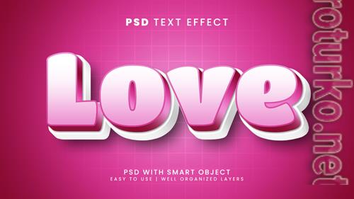 Love 3d editable text effect with rose and elegant font style psd