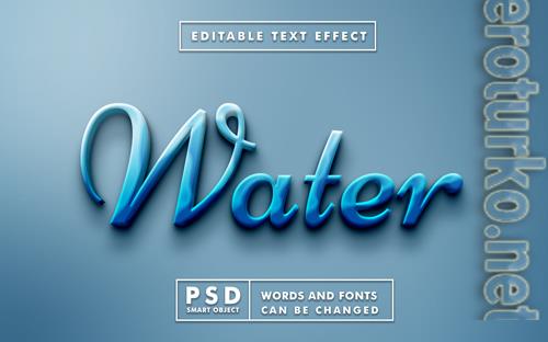 Water 3d text effect premium psd with smart object