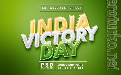 India victory day 3d text style effect template premium psd