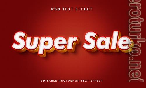 3d sale text effect template with red gold and white colors