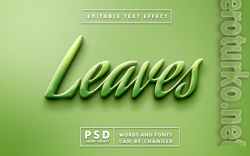 Leaves shinny text effect premium psd with smart object Leaves shinny text effect premium psd with smart object