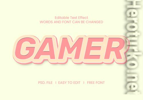 Gamer text effect color flat psd