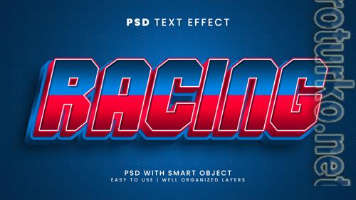 Retro racing editable text effect with metallic and speed text style psd Retro racing editable text effect with metallic and speed text style psd