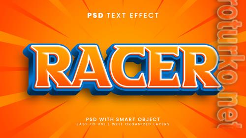 Racer speed editable text effect with fast and sport text style psd