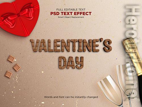 Valentines day text effect template psd