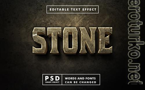 Realistic stone 3d text mock up  editable text effect with smart object in psd files