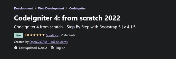 Udemy - CodeIgniter 4 from Scratch 2022